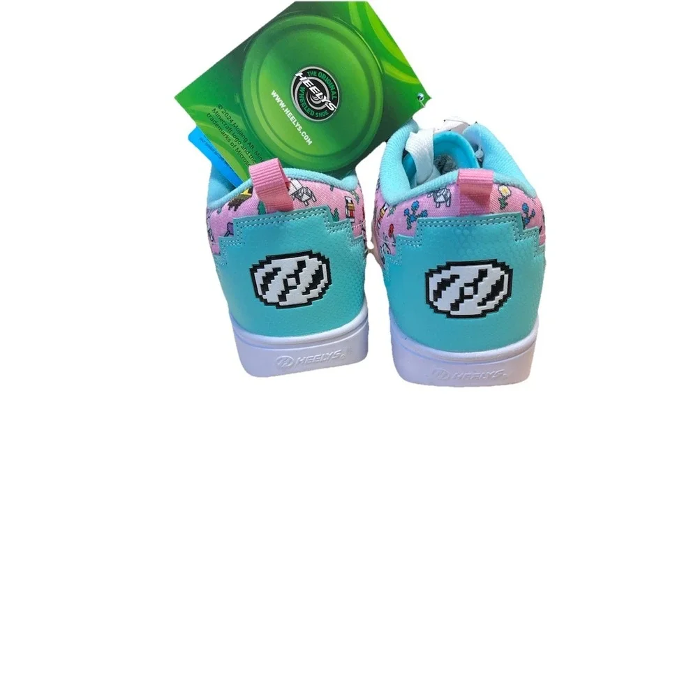 Heelys x Minecraft Pro 20 Prints Pink Aqua Youth 5 Womens 6 Roller Shoes